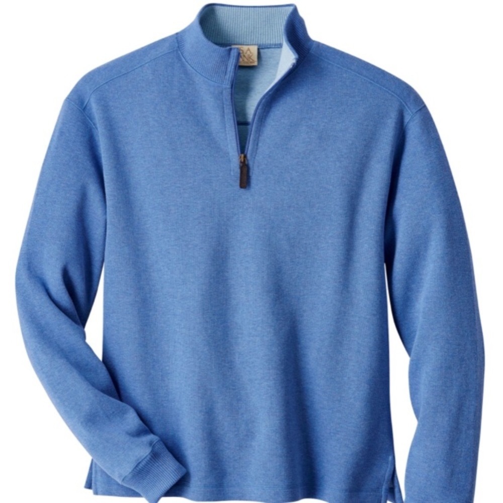 Jos A Bank Men's Blue Cotton Quarter Zip Sweater Medium